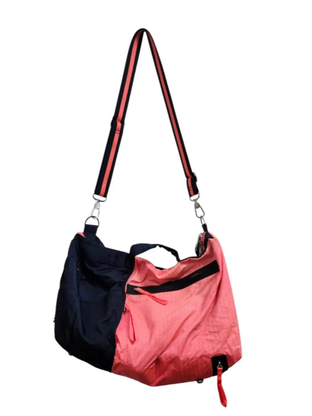 Lululemon Do It Up Gym Bag Neon Coral Navy Large Duffle Crossbody Travel Sport